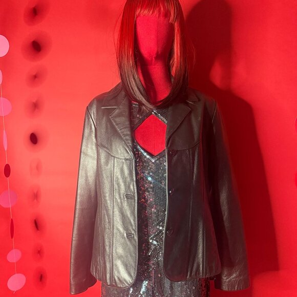 ⭐ Vintage Upcycled Celine Dion Leather Jacket – One-of-a-Kind Diva Art Coat - Picture 5 of 12